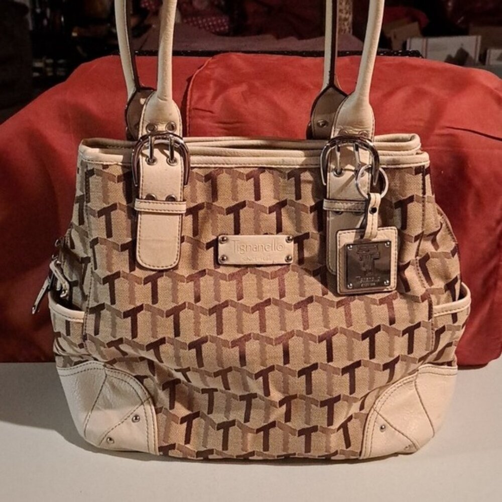 Tignanello Signature "T" Print Triple Compartment Satchel